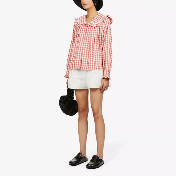 Sister Jane Tops - Sister Jane Racket Gingham Woven Shirt Red White XS